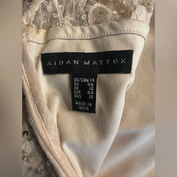 Aidan Mattox Champagne Sequin Long Sleeve Dress - Picture 3 of 3